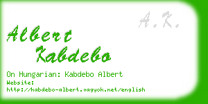 albert kabdebo business card